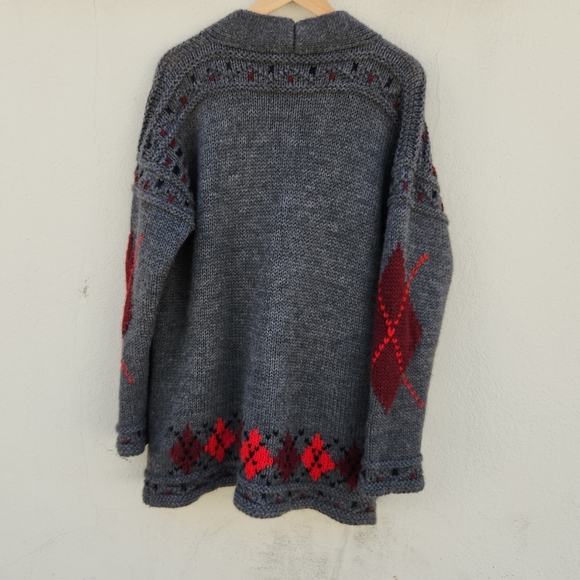 ISABEL MARANT Geena Oversized Argyle WoolAlpaca Blend Cardigan - Picture 5 of 11
